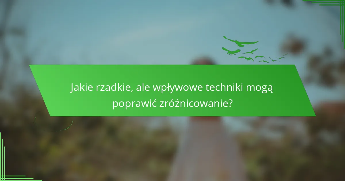 Jakie rzadkie, ale wpływowe techniki mogą poprawić zróżnicowanie?