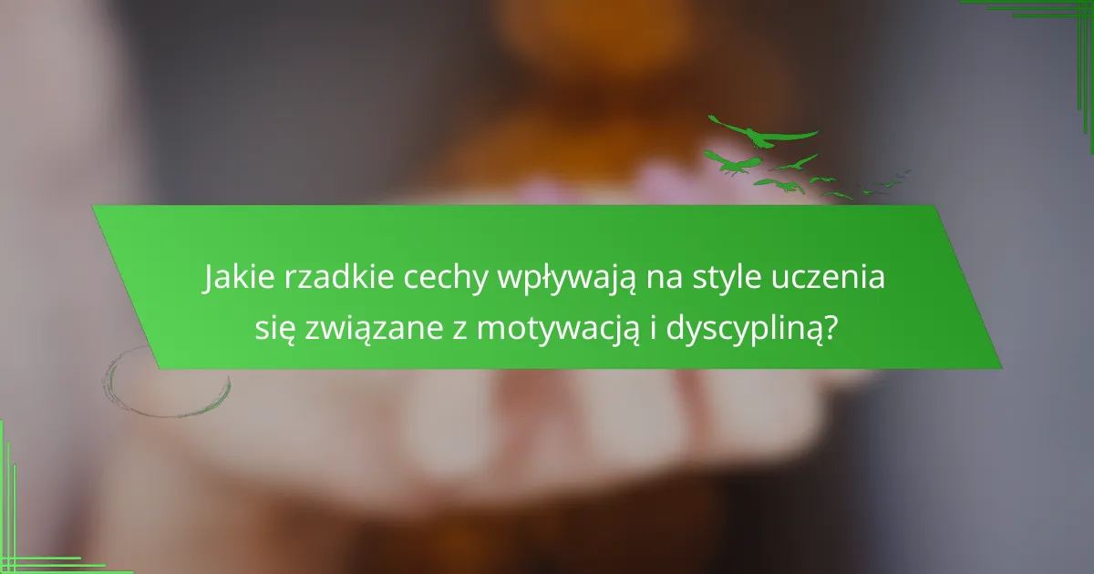 Jakie rzadkie cechy wpływają na style uczenia się związane z motywacją i dyscypliną?