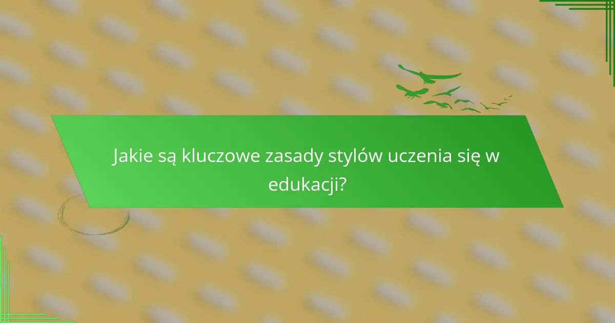 Jakie są kluczowe zasady stylów uczenia się w edukacji?