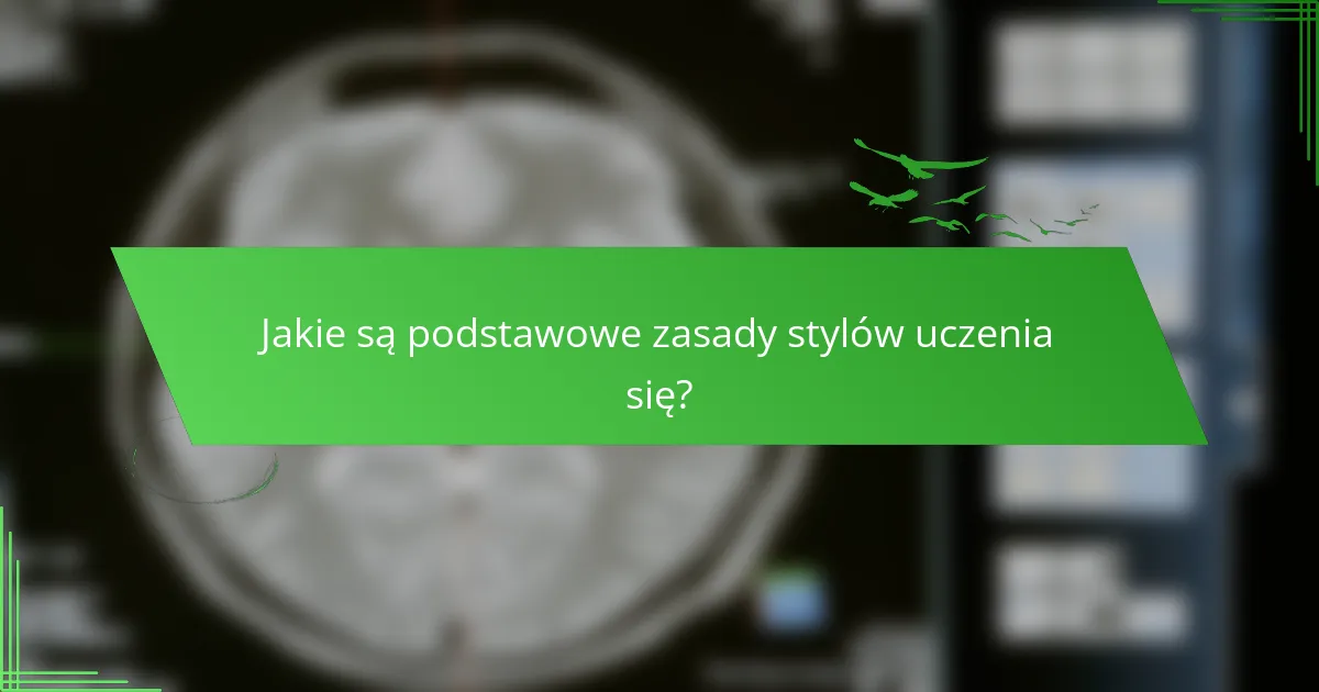 Jakie są podstawowe zasady stylów uczenia się?