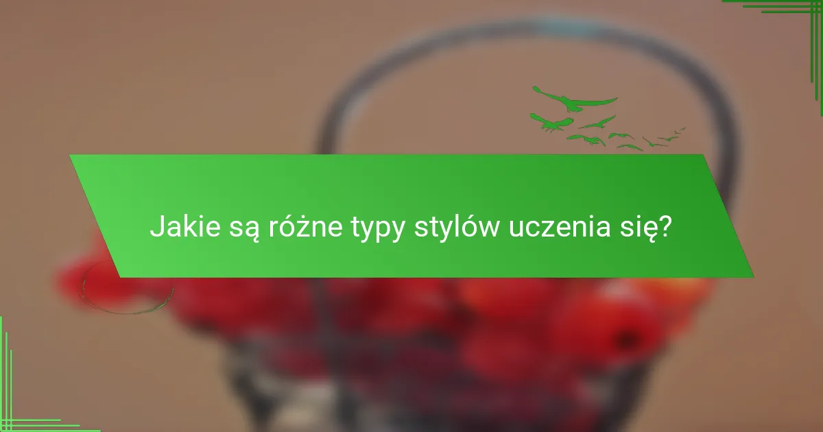 Jakie są różne typy stylów uczenia się?