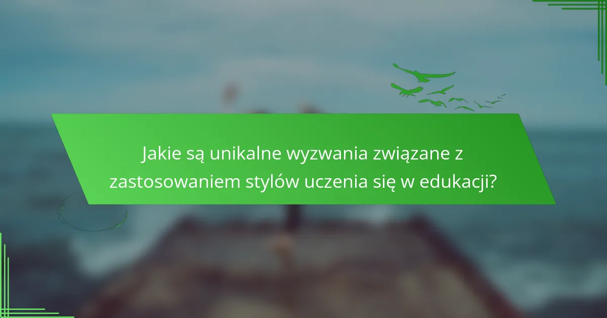 Jakie są unikalne wyzwania związane z zastosowaniem stylów uczenia się w edukacji?