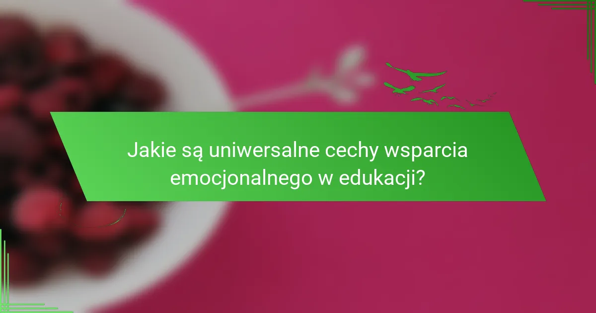 Jakie są uniwersalne cechy wsparcia emocjonalnego w edukacji?