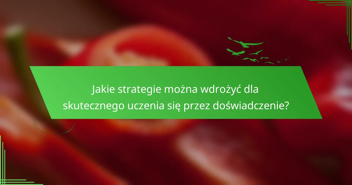 Jakie strategie można wdrożyć dla skutecznego uczenia się przez doświadczenie?