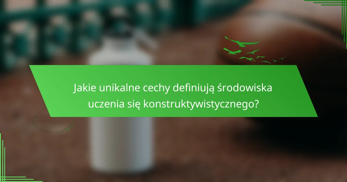 Jakie unikalne cechy definiują środowiska uczenia się konstruktywistycznego?